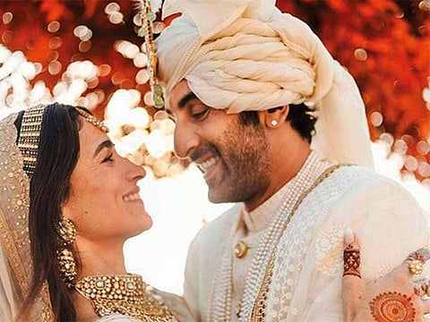 Alia Bhatt and Ranbir Kapoor on their wedding day.
