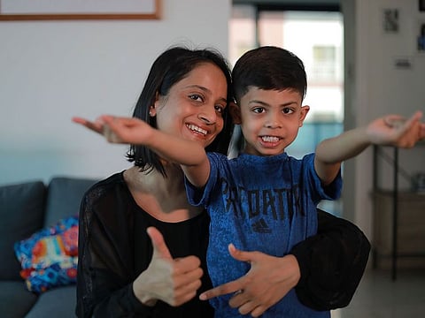 Anila Gonsalves with her son Michael.