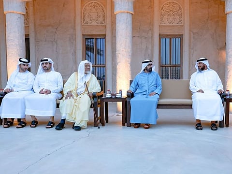 His Highness Sheikh Mohammed bin Rashid Al Maktoum during his interaction with the distinguished scholars, preachers and guests today.