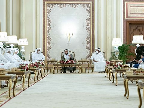 His Highness Dr Sheikh Sultan bin Muhammad Al Qasimi during his interaction with mediapersons in Sharjah today.