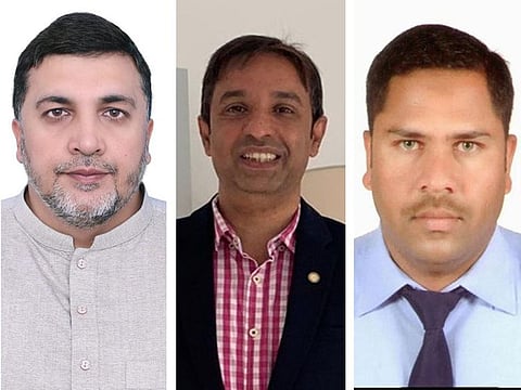 Bilal, Mohammed and Ahmed (from left to right) win Dh100,000 each in the latest weekly Mahzooz Draw.