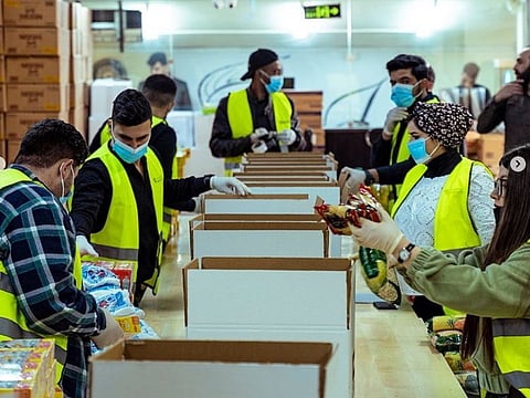Packing boxes for the campaign, which started in Ramadan