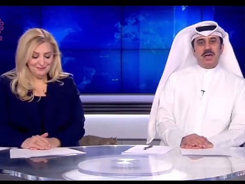 Spot the cat: The real cat walk during the news programme.