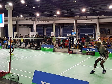The men's singles final was contested between Brian Kasirye (right) from Uganda and Kerala's Bharath Latheesh.