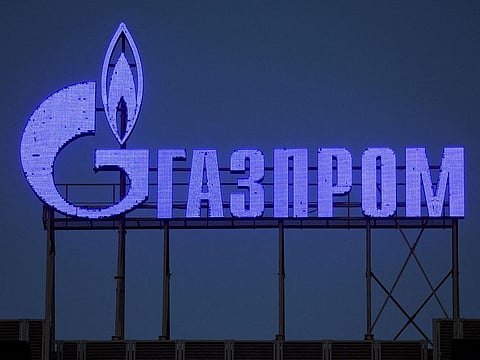 The logo of Gazprom company is seen on the facade of a business centre in Saint Petersburg, Russia March 31, 2022.