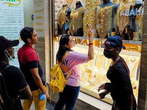 Shoppers and tourists at Dubai Gold souq in Deira.