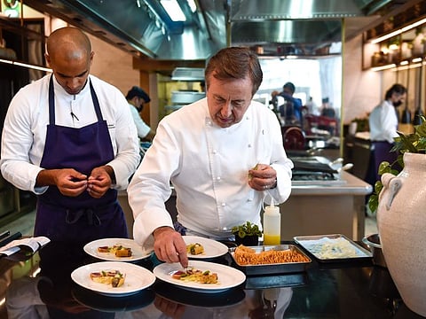 Chef Daniel Boulud at his restaurant Brasserie Boulud, in Dubai.