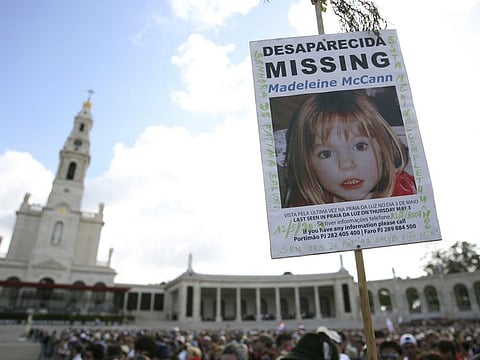 A picture of Madeleine McCann, who disapeared from the Praia da Luz beach resort in the Algarve, is displayed at Our Lady of Fatima shrine, in Fatima, northern Portugal.