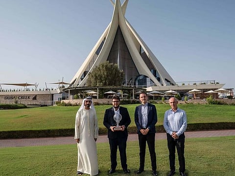 From left: Akram Skaik, Director General, Emirates Golf Federation; Khalid Yousuf, Dubai Golf Trophy Amateur Team Captain; Michael Major, Dubai Golf Trophy Professional Team Captain and Chris May, Chief Executive Officer, Dubai Golf.