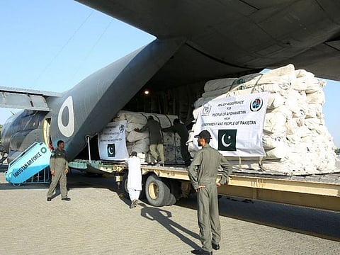 Pakistan delivered emergency relief supplies to flood victims in neighbouring Afghanistan via PAF aircraft on May 7, 2022.
