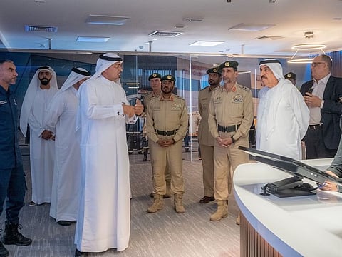 Lt Gen. Abdullah Khalifa Al Marri and his accompanying delegation were received by Saif Humaid Al Falasi at the ENOC centre.