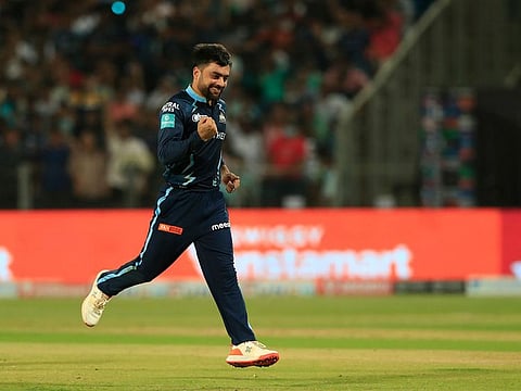 On the prowl: Rashid Khan of the Gujarat Titans will be their go-to bowler in the IPL final against Rajasthan Royals on Sunday.