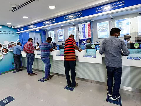 Customers at Lulu Exchange in Sharjah.