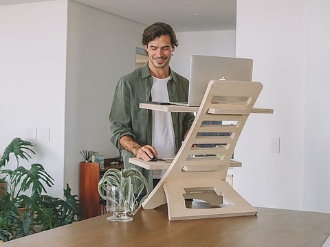 Any surface can convert into a standing desk, thanks to converters that are often portable and easy to adjust to the perfect height.