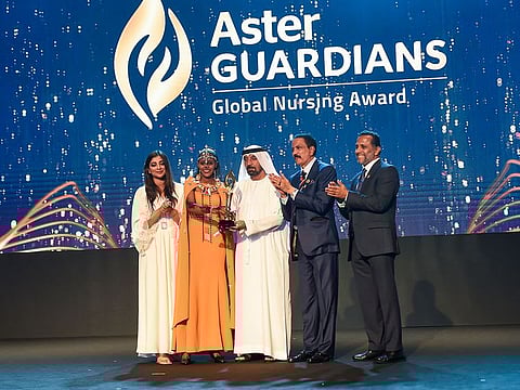 First ever Aster Guardian Global Nursing award winner Kenyan nurse Anna Qabale Dubai in May this year.