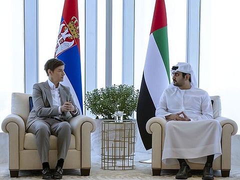 Sheikh Maktoum bin Mohammed bin Rashid Al Maktoum, Deputy Ruler of Dubai, Deputy Prime Minister and Minister of Finance, meets on Thursday with Ana Brnabić, Prime Minister of Serbia, in Dubai.