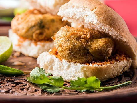 Mumbai Vada Pav: Potato patty in a bread roll with garlic chutney