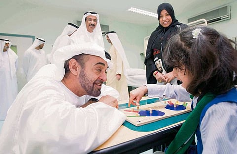 DIBBA, FUJAIRAH: Sheikh Mohamed bin Zayed visits a centre for the disabled in Dibba, Fujairah, while touring the emirate. File photo