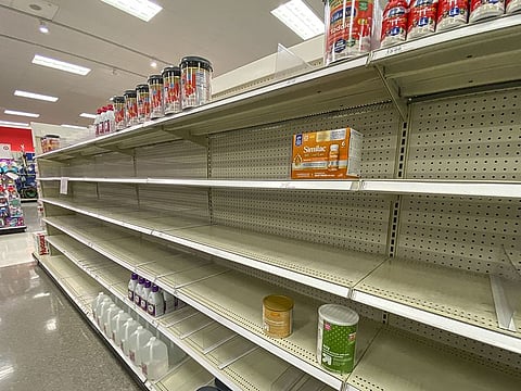 Empty shelves in the baby formula aisle of a store in Albany, California, US, on Tuesday, May 17, 2022.
