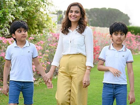 Ambreen Suhaib with her twins.