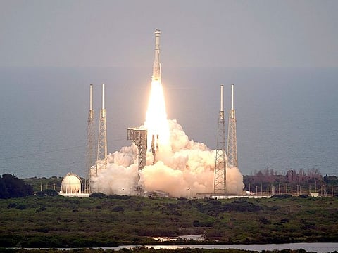 A United Launch Alliance Atlas V rocket carrying the Boeing Starliner crew capsule lifts off on a second test flight to the International Space Station from Space Launch Complex 41 at Cape Canaveral Space Force station in Cape Canaveral, Fla., Thursday, May 19, 2022.