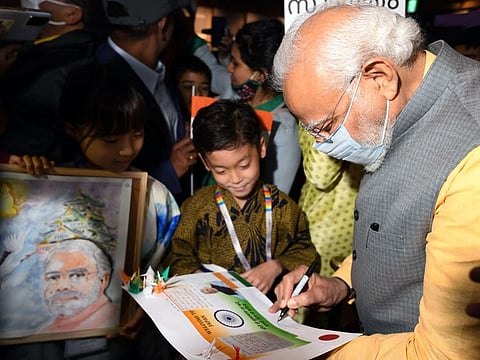 Indian Diaspora welcoming Prime Minister Narendra Modi, in Japan on Sunday, May 23, 2022.
