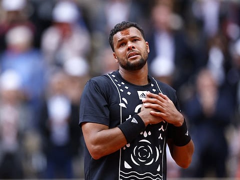 France's Jo-Wilfried Tsonga reacts after losing against Norway's Casper Ruud. It was the Frenchman's final match.