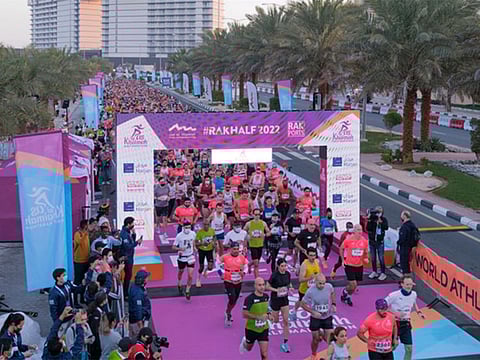 Participants at the start of the Ras Al Khaimah Half Marathon 2022. The 2023 event will take place on February 18.