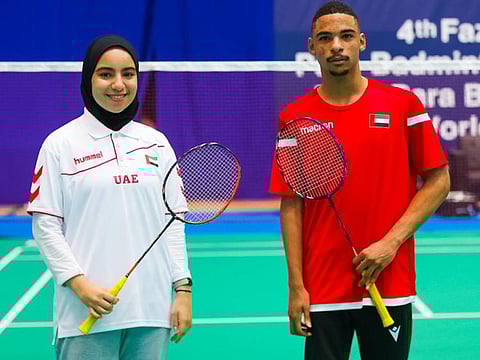 UAE players Salama Al Khateri and Humaid Al Senaani during training.