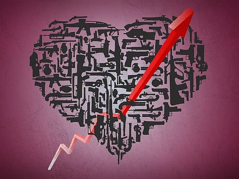 According to Forbes Magazine, the retail gun trade in the US was worth $28 billion (Dh1.02 trillion) in 2021.