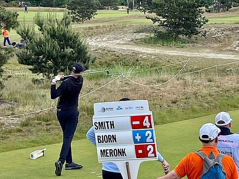 Dubai-resident Adrian Meronk in action at Bernardus Golf at the 2022 Dutch Open on Thursday.