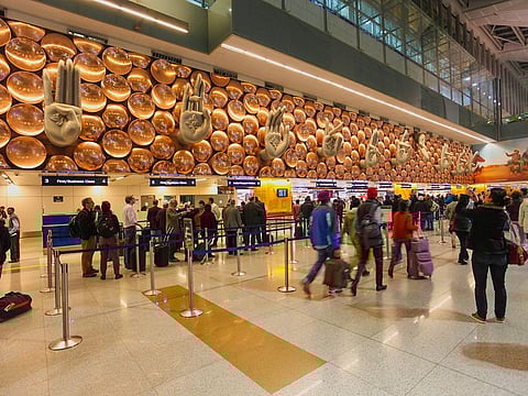 Terminal 3 at Indira Gandhi International Airport in Delhi, India.