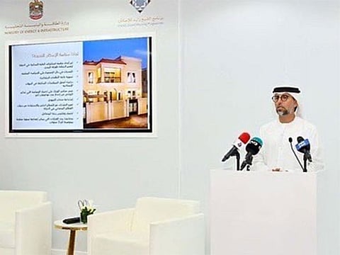 Suhail Al Mazrouei, Minister of Energy and Infrastructure, addressing a press conference in Dubai on Thursday.