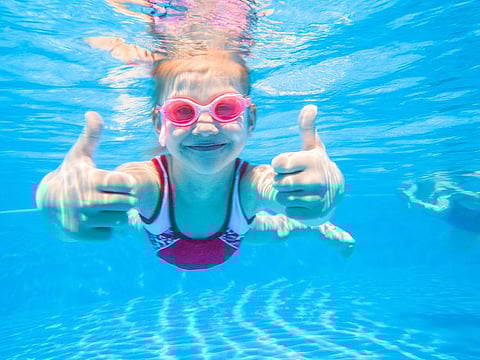 Teach children to swim at a young age - it's not only good exercise but also will keep them safe in the pool.