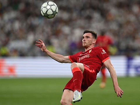 Liverpool defender Andy Robertson during the UEFA Champions League final against Real Madrid at the Stade de France in Saint-Denis, north of Paris.