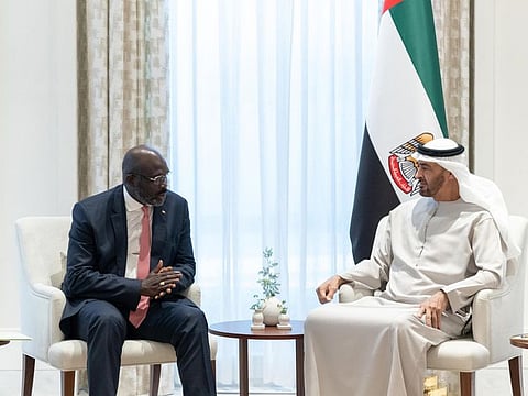 President His Highness Sheikh Mohamed bin Zayed with Liberian President George Weah,