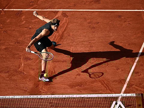 Germany's Alexander Zverev plays a backhand return on way to beating Spanish sensation Carlos Alcaraz during their men's quarter final at the French Open.