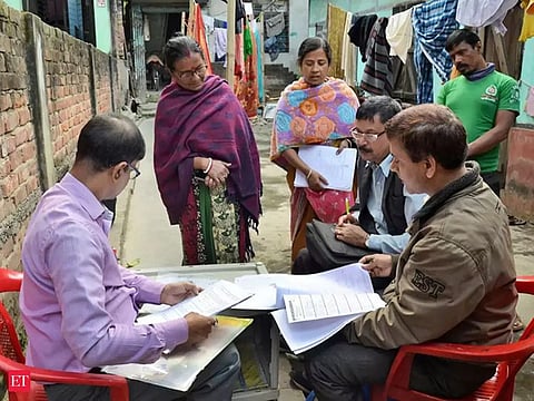 Indian census officials at work in a file picture. By announcing the caste census, the BJP-led government has turned the tables on the Congress and blunted its most popular narrative in challenging the Centre.