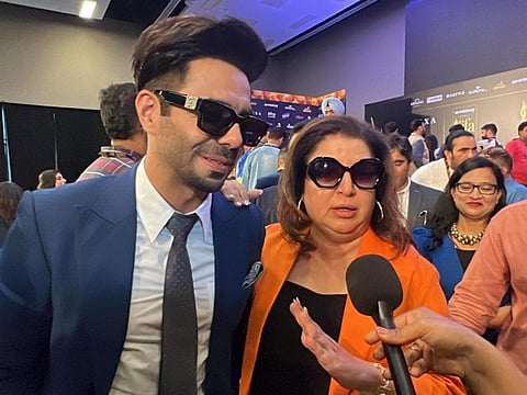 Aparshakti Khurana and Farah Khan at the IIFA 2022 press conference on June 2 in Abu Dhabi