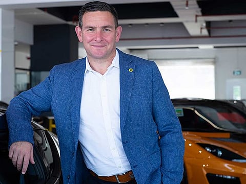 Matt Windle, Managing Director of Lotus Cars, at the Lotus showroom on Shaikh Zayed Road, Dubai