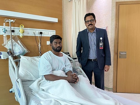 Patient Faiz Muhammad Yusuf at Medeor Hospital with Dr Anas Abdul Majeed.