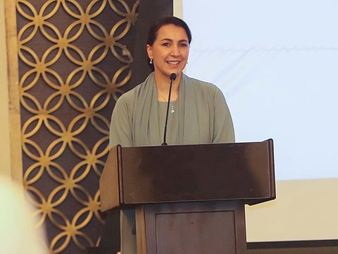 Mariam Al Mheiri, Minister for Climate Change and Environment, addressing the Ne'ma event in Abu Dhabi on Wednesday