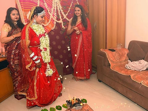 Kshama Bindu going through the rituals of marriage.