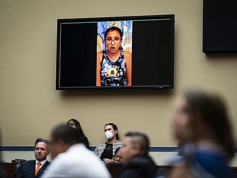 Miah Cerrillo, a fourth-grader at Robb Elementary School in Uvalde, Texas, and a survivor of the mass shooting there, speaks in a video shown at a House Oversight and Reform Committee hearing on gun violence on June 8, 2022, in Washington.