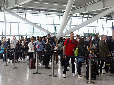 Passengers at Heathrow airport in London. Britain has published a 22-point action plan aimed at improving travel resilience.