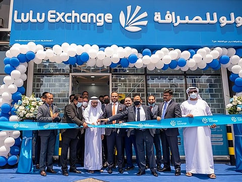 Adeeb Ahamed, MD, LuLu Financial Group, and other senior management at the inauguration of the 84th branch of LuLu Exchange in the UAE at Al Dhaid, Sharjah