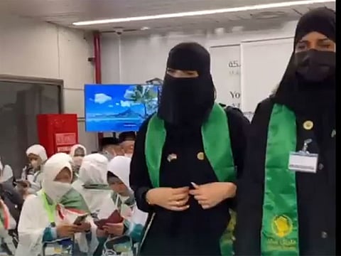 The women officials who serving the Hajj pilgrims in Jakarta.