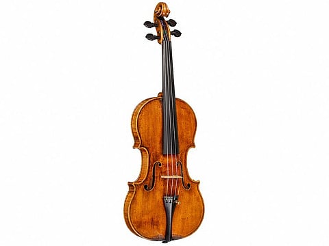This photograph courtesy of Tarisio shows the "da Vinci, Ex-Seidel" Stradivarius violin.