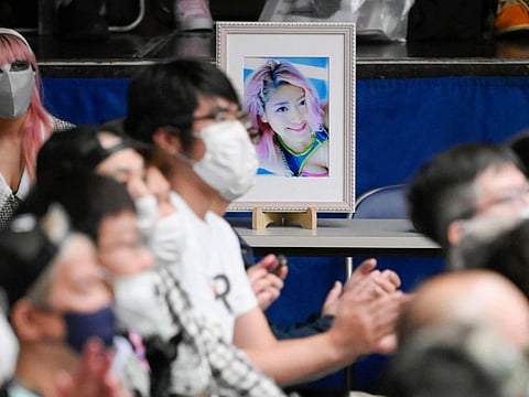 A picture of wrestler Hana Kimura is on display during a memorial wrestling match in Tokyo May 23, 2022.