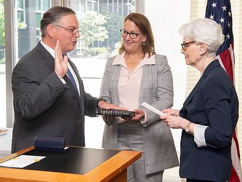 Donald Blome was sworn in by the US Deputy Secretary of State Wendy R Sherman last month. In a tweet, she described him as a ‘stellar choice’ to build upon 75 years of US-Pakistan relations.